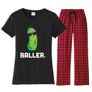 Pickle Baller Funny Pickleball Women's Flannel Pajama Set