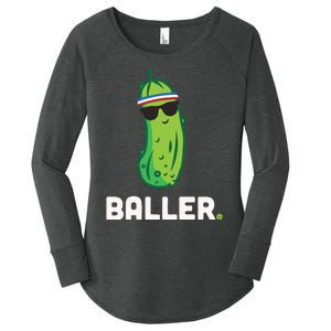 Pickle Baller Funny Pickleball Women's Perfect Tri Tunic Long Sleeve Shirt