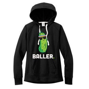 Pickle Baller Funny Pickleball Women's Fleece Hoodie