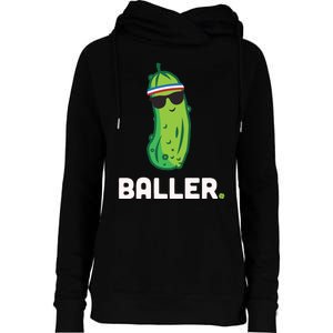 Pickle Baller Funny Pickleball Womens Funnel Neck Pullover Hood