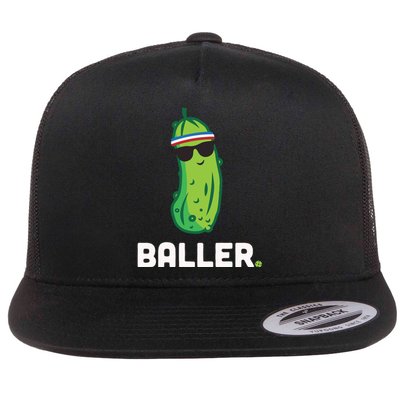 Pickle Baller Funny Pickleball Flat Bill Trucker Hat