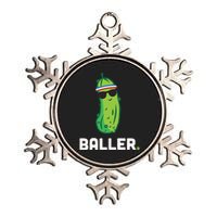 Pickle Baller Funny Pickleball Metallic Star Ornament