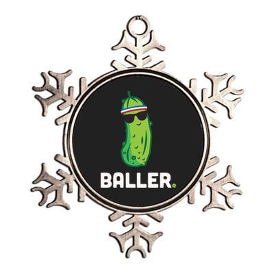 Pickle Baller Funny Pickleball Metallic Star Ornament