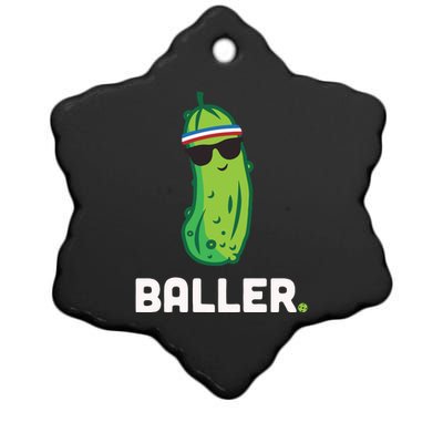 Pickle Baller Funny Pickleball Ceramic Star Ornament