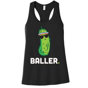 Pickle Baller Funny Pickleball Women's Racerback Tank