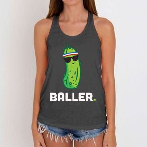 Pickle Baller Funny Pickleball Women's Knotted Racerback Tank