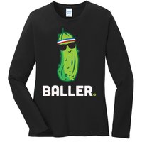 Pickle Baller Funny Pickleball Ladies Long Sleeve Shirt