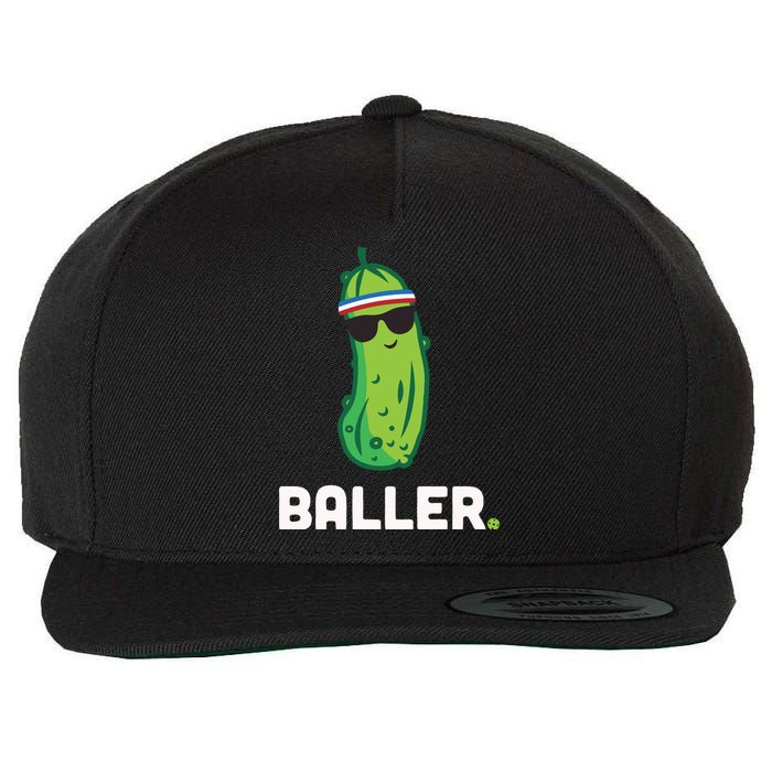 Pickle Baller Funny Pickleball Wool Snapback Cap