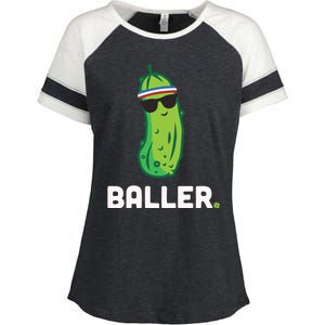 Pickle Baller Funny Pickleball Enza Ladies Jersey Colorblock Tee