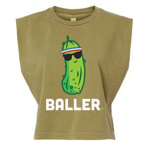 Pickle Baller Funny Pickleball Garment-Dyed Women's Muscle Tee