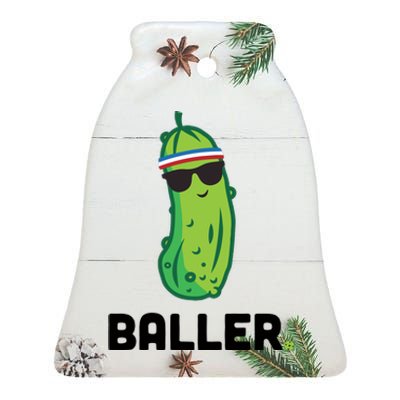 Pickle Baller Funny Pickleball Ceramic Bell Ornament