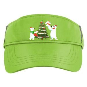 Polar Bear Family With Christmas Tree Adult Drive Performance Visor