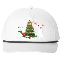 Polar Bear Family With Christmas Tree Snapback Five-Panel Rope Hat