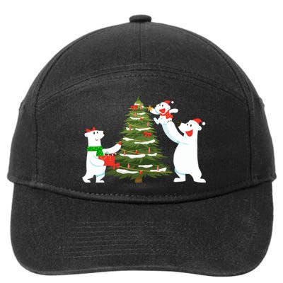 Polar Bear Family With Christmas Tree 7-Panel Snapback Hat