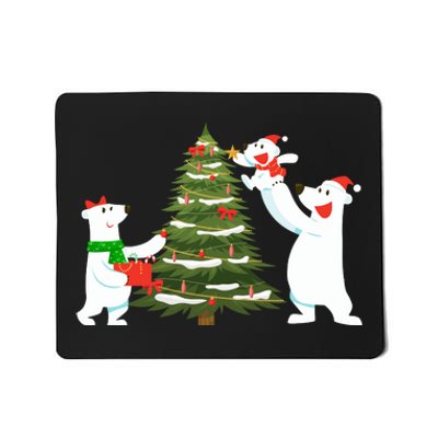 Polar Bear Family With Christmas Tree Mousepad