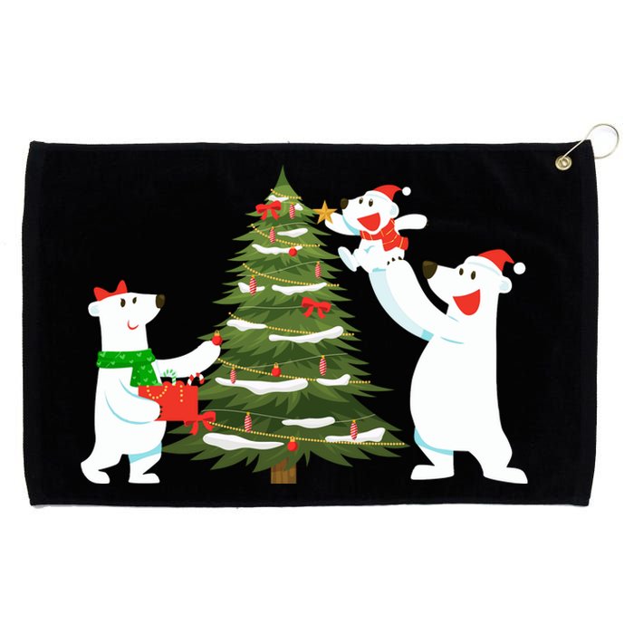 Polar Bear Family With Christmas Tree Grommeted Golf Towel