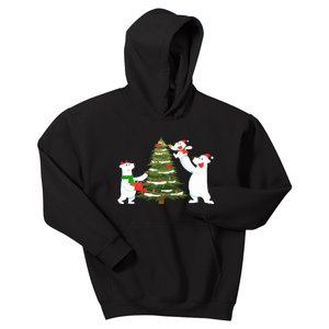 Polar Bear Family With Christmas Tree Kids Hoodie