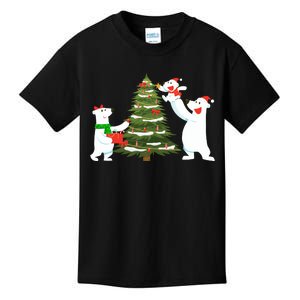 Polar Bear Family With Christmas Tree Kids T-Shirt