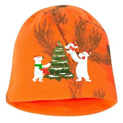 Polar Bear Family With Christmas Tree Kati - Camo Knit Beanie