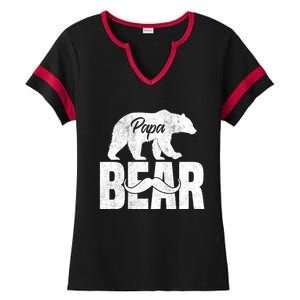 Papa Bear For Fathers Day For Grandpa Papa Bear Funny Ladies Halftime Notch Neck Tee