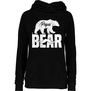 Papa Bear For Fathers Day For Grandpa Papa Bear Funny Womens Funnel Neck Pullover Hood