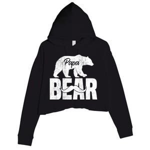 Papa Bear For Fathers Day For Grandpa Papa Bear Funny Crop Fleece Hoodie