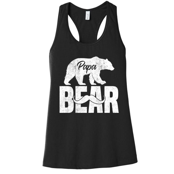 Papa Bear For Fathers Day For Grandpa Papa Bear Funny Women's Racerback Tank