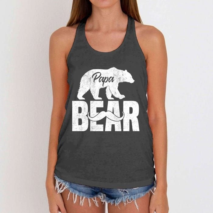 Papa Bear For Fathers Day For Grandpa Papa Bear Funny Women's Knotted Racerback Tank