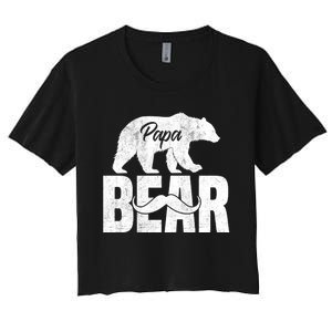 Papa Bear For Fathers Day For Grandpa Papa Bear Funny Women's Crop Top Tee