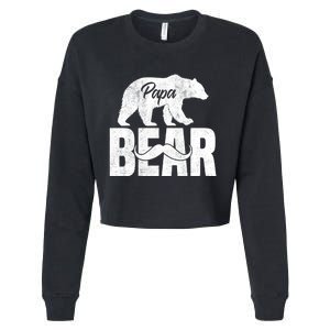 Papa Bear For Fathers Day For Grandpa Papa Bear Funny Cropped Pullover Crew