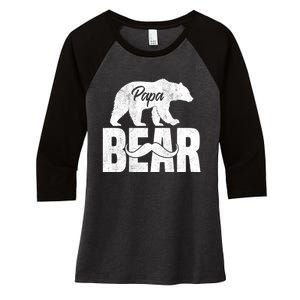 Papa Bear For Fathers Day For Grandpa Papa Bear Funny Women's Tri-Blend 3/4-Sleeve Raglan Shirt