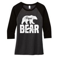 Papa Bear For Fathers Day For Grandpa Papa Bear Funny Women's Tri-Blend 3/4-Sleeve Raglan Shirt