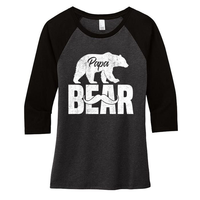 Papa Bear For Fathers Day For Grandpa Papa Bear Funny Women's Tri-Blend 3/4-Sleeve Raglan Shirt