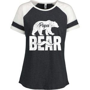 Papa Bear For Fathers Day For Grandpa Papa Bear Funny Enza Ladies Jersey Colorblock Tee