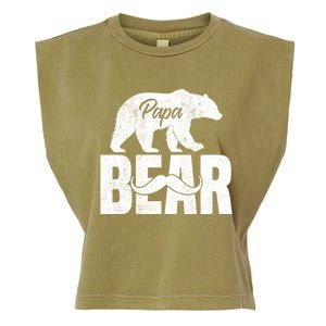 Papa Bear For Fathers Day For Grandpa Papa Bear Funny Garment-Dyed Women's Muscle Tee