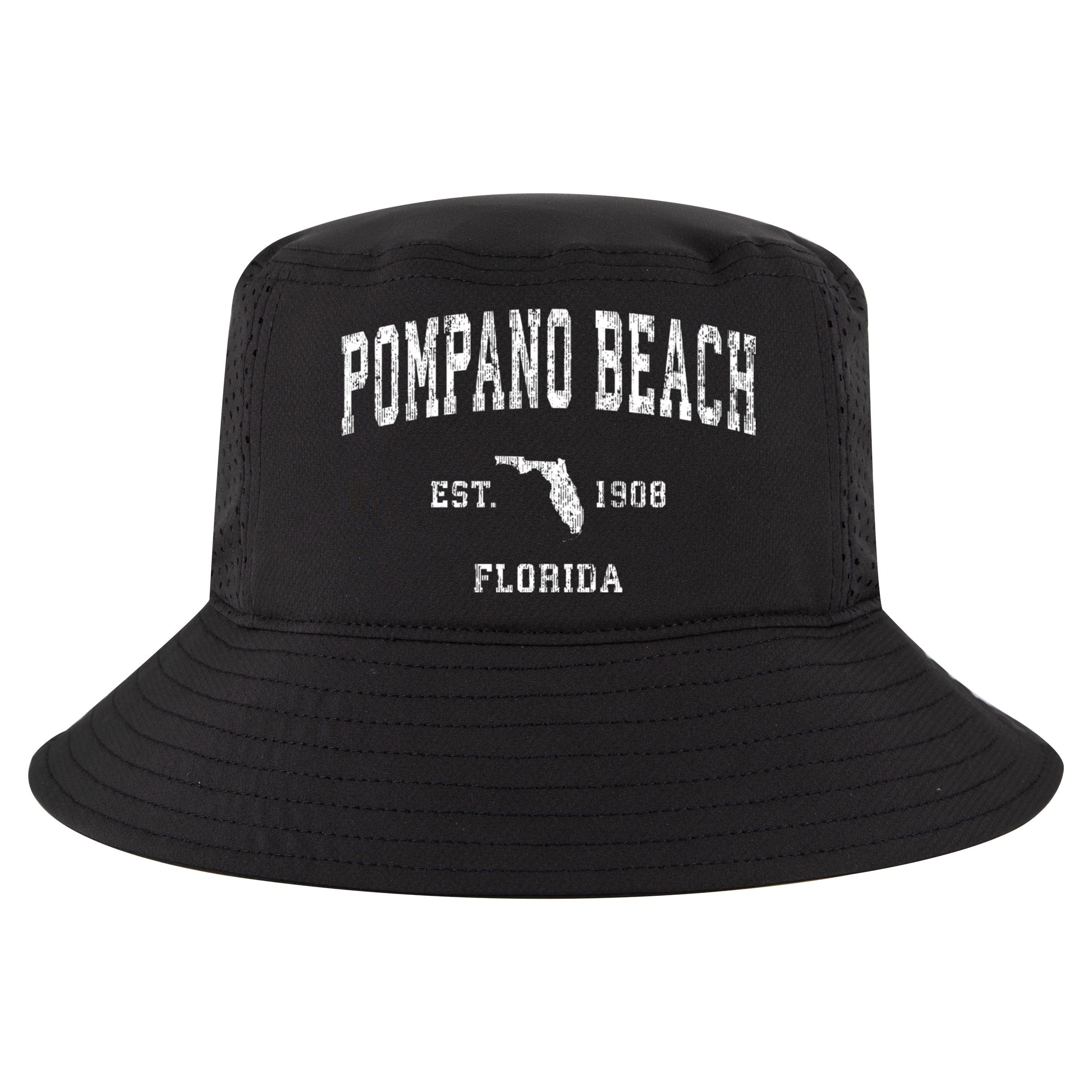 Pompano Beach Florida Fl Vintage Athletic Sports Cool Comfort Performance Bucket Hat