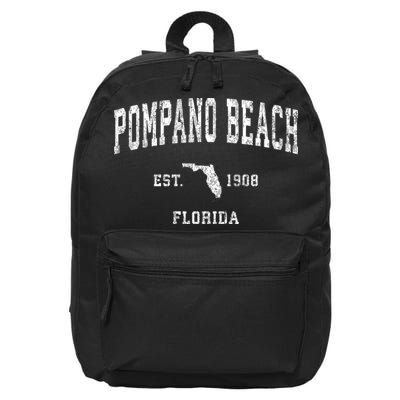 Pompano Beach Florida Fl Vintage Athletic Sports 16 in Basic Backpack