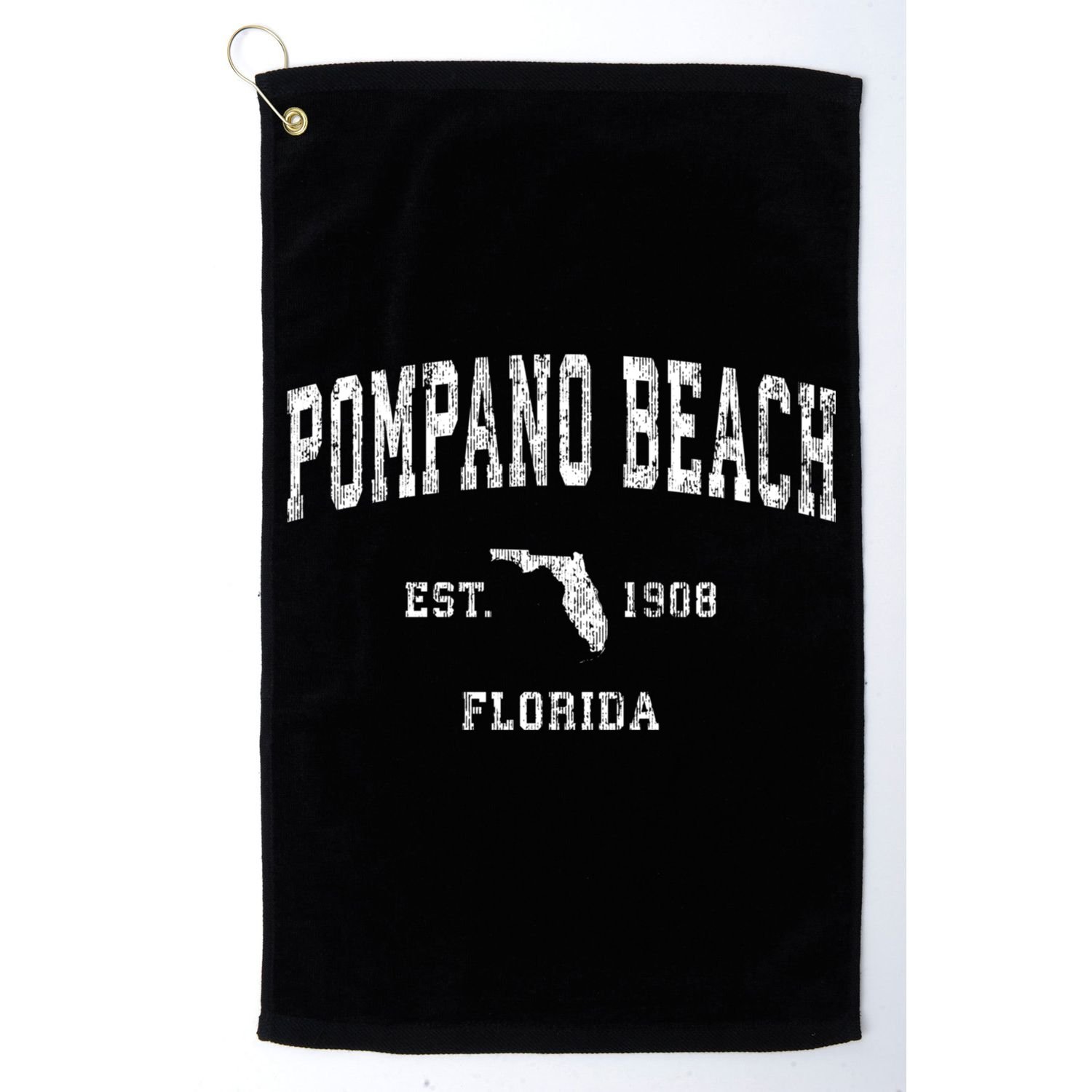 Pompano Beach Florida Fl Vintage Athletic Sports Golf Towel