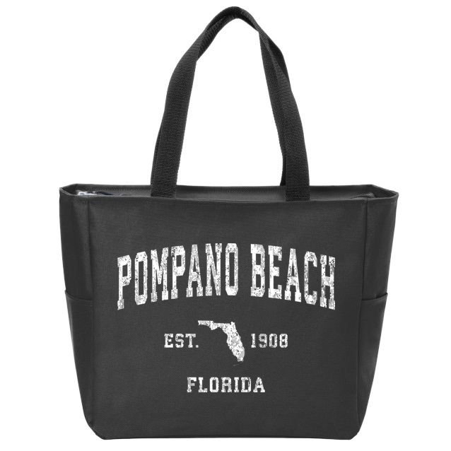 Pompano Beach Florida Fl Vintage Athletic Sports Zip Tote Bag