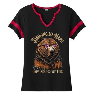 Papa Bear Funny Fathers Day Gift Ladies Halftime Notch Neck Tee