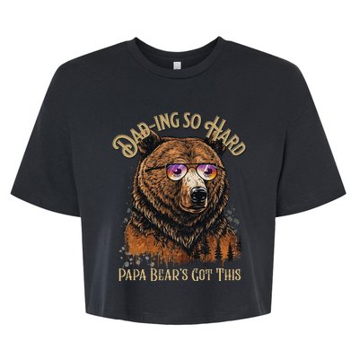 Papa Bear Funny Fathers Day Gift Bella+Canvas Jersey Crop Tee