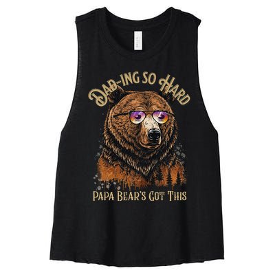 Papa Bear Funny Fathers Day Gift Women's Racerback Cropped Tank