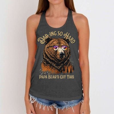 Papa Bear Funny Fathers Day Gift Women's Knotted Racerback Tank