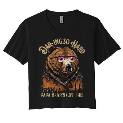 Papa Bear Funny Fathers Day Gift Women's Crop Top Tee