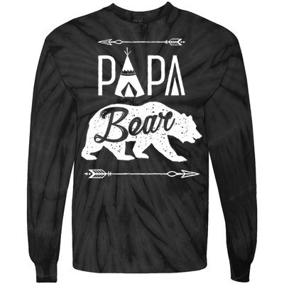 Papa Bear Fathers Day Family Matching Couple Tie-Dye Long Sleeve Shirt