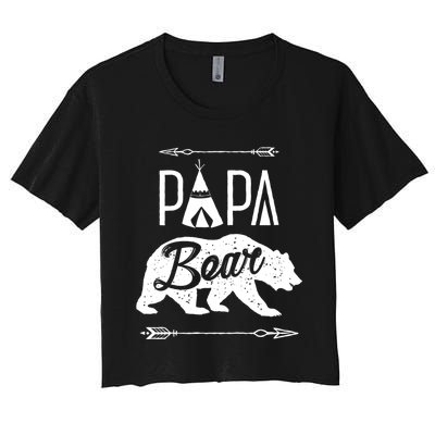 Papa Bear Fathers Day Family Matching Couple Women's Crop Top Tee