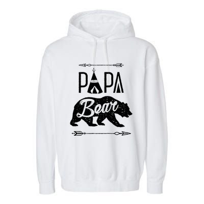 Papa Bear Fathers Day Family Matching Couple Garment-Dyed Fleece Hoodie