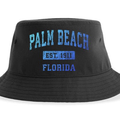 Palm Beach Florida Fl Vintage Established Sports Design Funny Gift Sustainable Bucket Hat