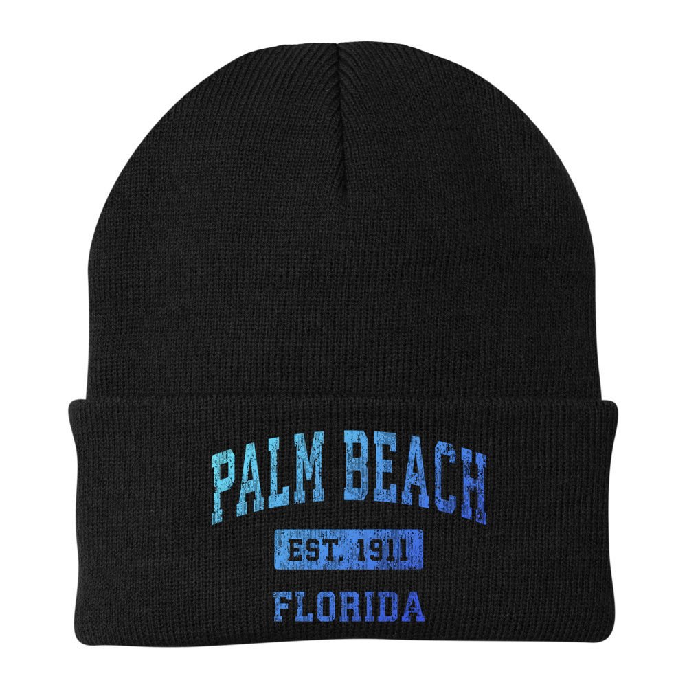 Palm Beach Florida Fl Vintage Established Sports Design Funny Gift Beanie