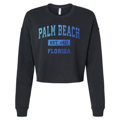 Palm Beach Florida Fl Vintage Established Sports Design Funny Gift Cropped Pullover Crew